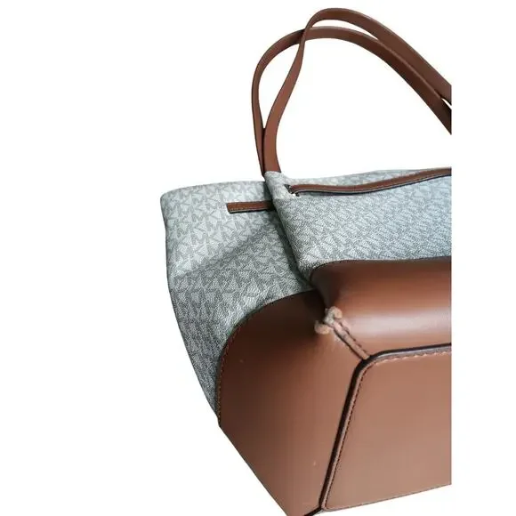 Michael Kors Jet Set Signature Tote Brown MK Logo Shoulder Bag - Picture 13 of 16